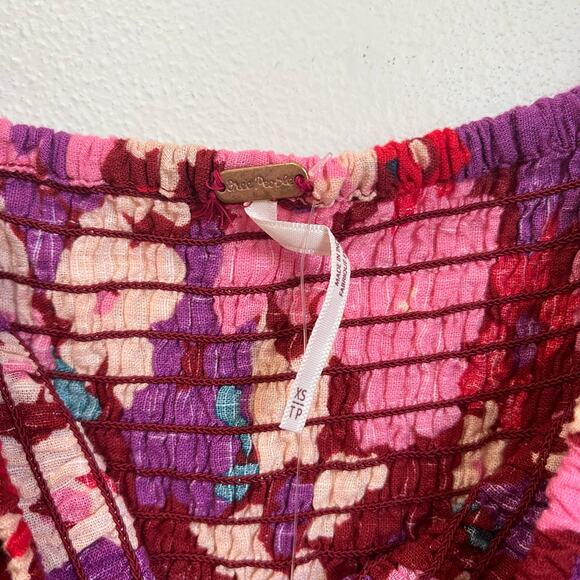 NWT FREE PEOPLE Ariana Floral Cottagecore Printed Top long sleeves cuffed Sz XS - Picture 10 of 12